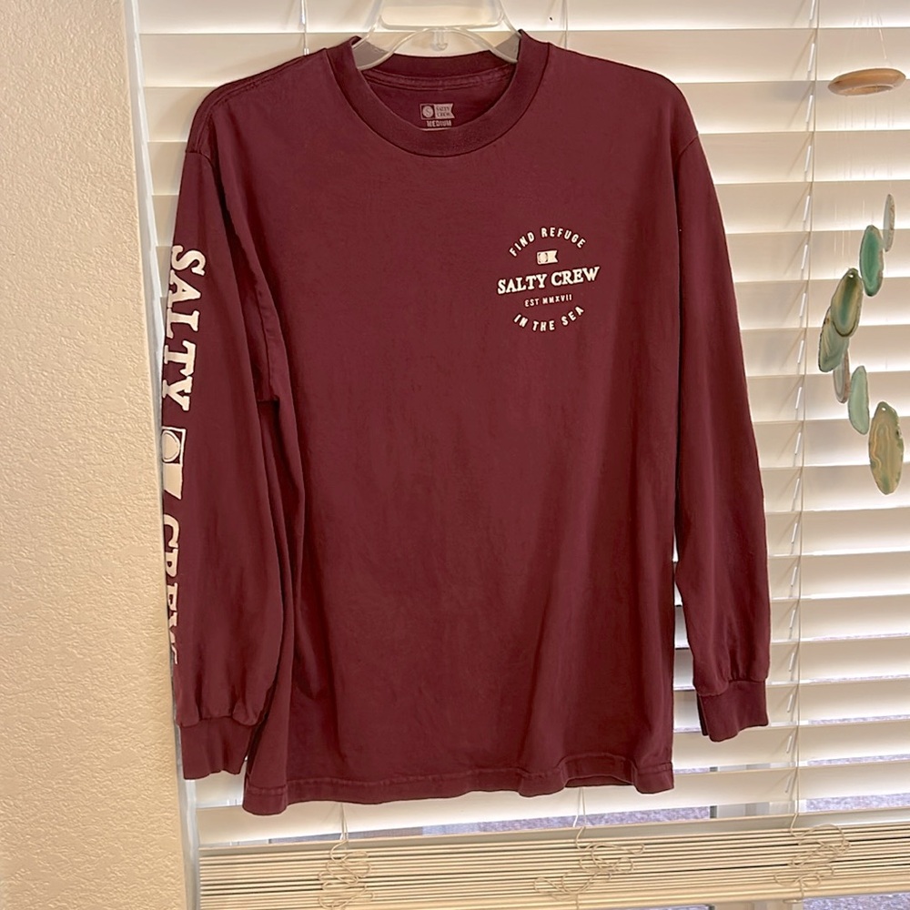 Salty Crew T Shirt Salty Crew Long Sleeve T Shirt dark Red Sz M